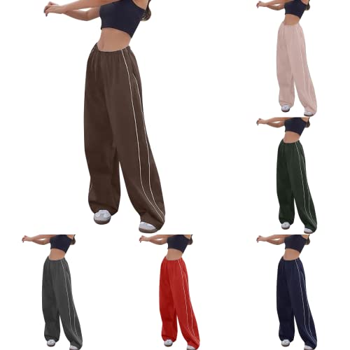 Cargohose Damen Baggy Y2k,Straight Sweathose Elastische Bund Hosen Weite Hose Hip Hop Cargohose Damen Schlaghose Sport Jogginghose Streatwear Mode Parachute Pants für Frauen Lose Cargo Hose von Yookstar