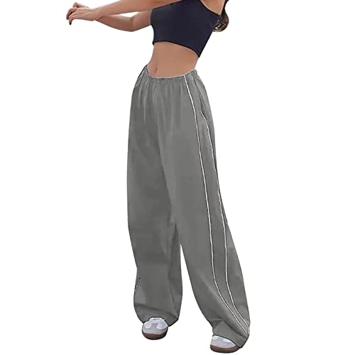 Cargohose Damen Baggy Y2k,Straight Sweathose Elastische Bund Hosen Weite Hose Hip Hop Cargohose Damen Schlaghose Sport Jogginghose Streatwear Mode Parachute Pants für Frauen Lose Cargo Hose von Yookstar