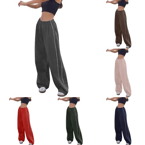 Cargohose Damen Baggy Y2k,Straight Sweathose Elastische Bund Hosen Weite Hose Hip Hop Cargohose Damen Schlaghose Sport Jogginghose Streatwear Mode Parachute Pants für Frauen Lose Cargo Hose von Yookstar