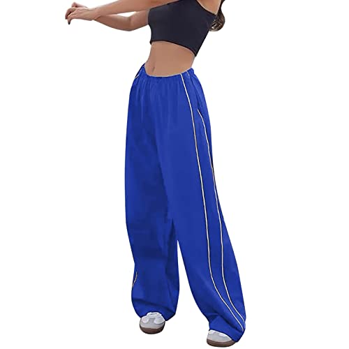 Cargohose Damen Baggy Y2k,Straight Sweathose Elastische Bund Hosen Weite Hose Hip Hop Cargohose Damen Schlaghose Sport Jogginghose Streatwear Mode Parachute Pants für Frauen Lose Cargo Hose von Yookstar