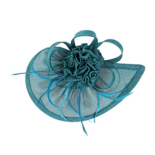 Damen Fascinator Hut Damen Fascinator Hut Blume Mesh Federn Clip Kopfschmuck Haarschmuck für Party Kirche Hochzeit Cocktail Jockey Club Fascinator Mit Stirnbandclip Für Hochzeitsdekorationen von Yookstar