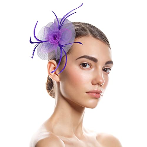 Damen Fascinator Hut Fascinator Hut Feder Mesh Netz Schleier Party Hut Ascot Hüte Blume Derby Hut mit Clip und Stirnband für Frauen Hochzeit Cocktail Tea Party für Frauen und Mädchen von Yookstar