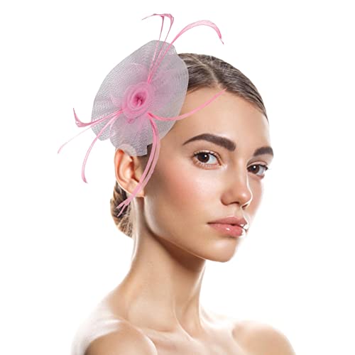 Damen Fascinator Hut Fascinator Hut Feder Mesh Netz Schleier Party Hut Ascot Hüte Blume Derby Hut mit Clip und Stirnband für Frauen Hochzeit Cocktail Tea Party für Frauen und Mädchen von Yookstar