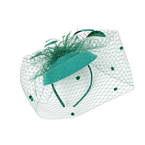 Damen Fascinators Hut Damen Fascinator Hair Clip Hut Bankett Hut Stirnband Feder Blume Schleier Bowler Braut Hut für Cocktail Hochzeit Blumenhochzeitsrennen Party Faszinator Net Hat von Yookstar