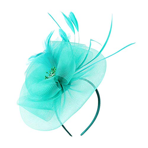 Damen Fascinators Hut Damen Fascinator Hair Clip Hut Bankett Hut Stirnband Feder Blume Schleier Bowler Braut Hut für Cocktail Hochzeit Blumenhochzeitsrennen Party Faszinator Net Hat von Yookstar