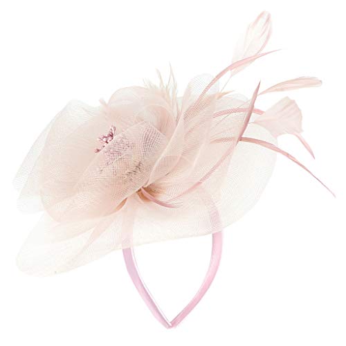 Damen Fascinators Hut Damen Fascinator Hair Clip Hut Bankett Hut Stirnband Feder Blume Schleier Bowler Braut Hut für Cocktail Hochzeit Blumenhochzeitsrennen Party Faszinator Net Hat von Yookstar