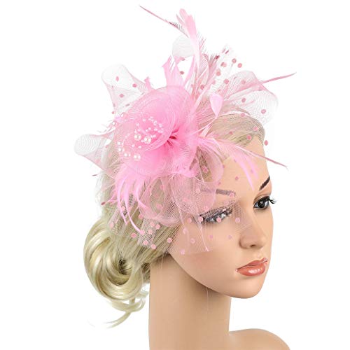 Fascinator Anlasshut Schleier Hut, 20er 50er Jahre Hut, Fascinator Hüte, Haarschmuck Kopfschmuck Für Mädchen Und Frauen Tea Party Kopfbedeckung Hochzeit Fascinator für Mädchen Frauen von Yookstar