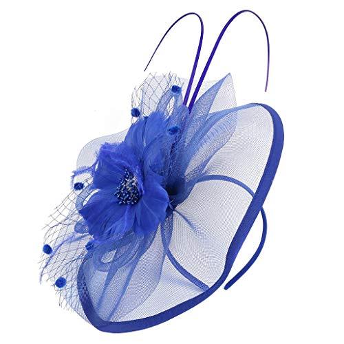 Vintage Fascinators Hut Damen Fascinator Hair Clip Hut Bankett Hut Stirnband Feder Blume Schleier Bowler Braut Hut für Cocktail Hochzeit Hochzeit Cocktail Tea Party für Frauen und Mädchen von Yookstar