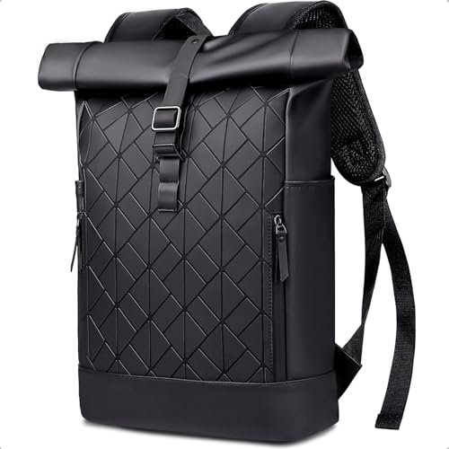 Yooler Rolltop Rucksack Herren, 31L Groß Rucksack Wasserdicht, Rucksack Damen mit Laptopfach, Reiserucksack Geschäftspaket für Schule Fahrradfahren Freizeit Business Sport, Schwarz von Yooler