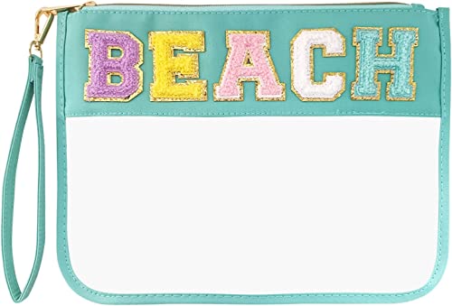 Reise Kosmetiktasche Groß Damen schminktasche mit Chenille Brief klar Reißverschluss Make up Tasche Nylon Cosmetic Bag wasserdichte Reise Makeup Bag Transparent Kulturbeutel Organizer für Mädchen von Yoolhamy