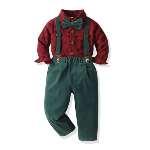 Yoolhamy Baby Junge Weihnachten Outfit Anzug Kleinkinder Xmas 3PCS Fliege Hemd und Hosenträger Hose Gentleman Set von Yoolhamy