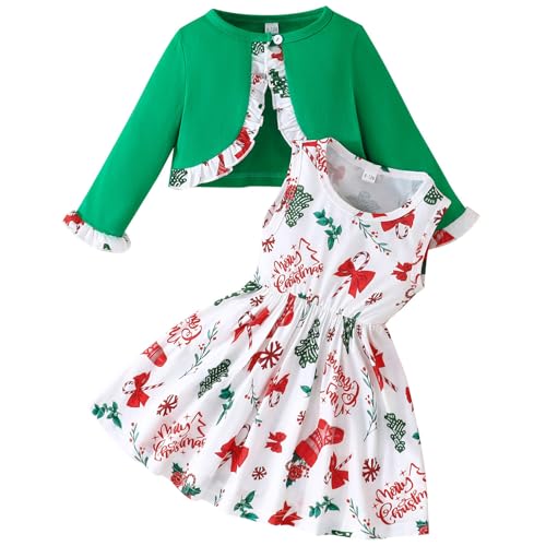 Yoolhamy Baby Mädchen Kleid und Strickjacke Sets Kleinkind Floral Print ärmelloses Kleid und Lange Ärmel Mantel 2Pcs Outfits von Yoolhamy