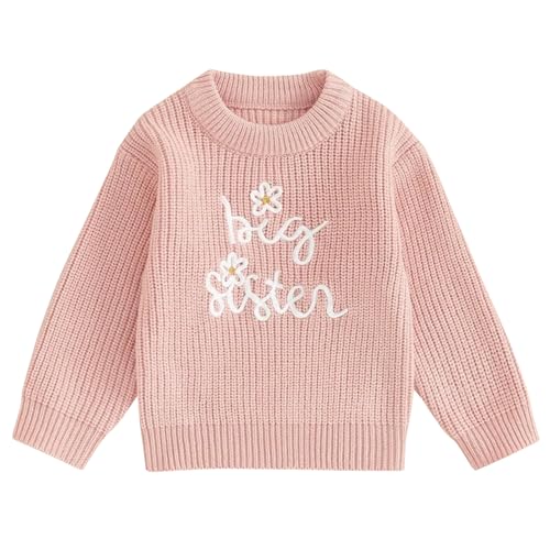 Yoolhamy Baby Mädchen Pullover Winter Knitted Sweater Große Kleine Schwester Neugeborenen Outfits Kinder Langarm Strickpullover Pulli Kleinkinder Kleidung von Yoolhamy