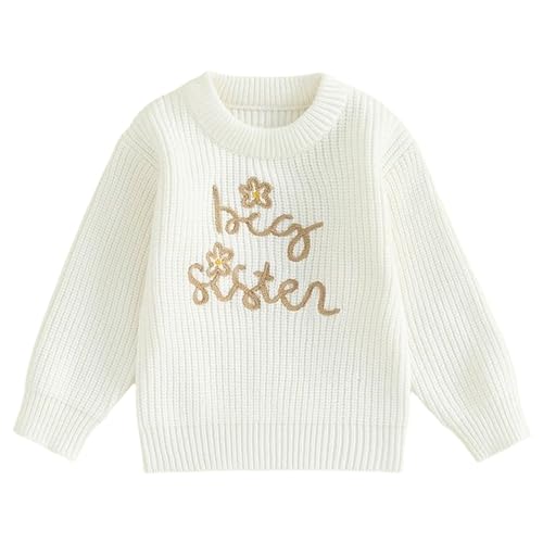 Yoolhamy Baby Mädchen Pullover Winter Knitted Sweater Große Kleine Schwester Neugeborenen Outfits Kinder Langarm Strickpullover Pulli Kleinkinder Kleidung von Yoolhamy