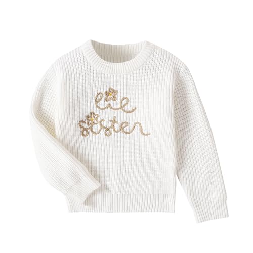 Yoolhamy Baby Mädchen Pullover Winter Knitted Sweater Große Kleine Schwester Neugeborenen Outfits Kinder Langarm Strickpullover Pulli Kleinkinder Kleidung von Yoolhamy