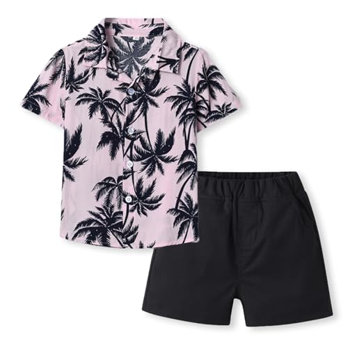 Yoolhamy Jungen Hawaii Hemd und Shorts Set Kokosnuss Baum Druck Sommer Outfits kurze Ärmel Kinder Button Down Shirts von Yoolhamy