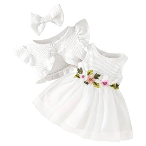 Yoolhamy Kleinkind Baby Mädchen Kleid und Strickjacke Set Langarm Baumwolle Prinzessin Tutu Kleider mit Outfits Mantel von Yoolhamy