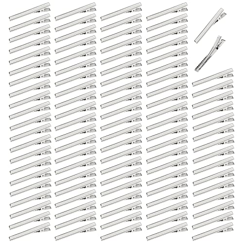 100 Stück kleine einfarbige silberfarbene Entenschnabel-Haarspangen aus Metall, Krokodilklemmen, Haarspangen, Haarnadeln, Abteilung, Lockenklammern, Haarspangen, Bastelzubehör für Frauen und Mädchen von Yoosit