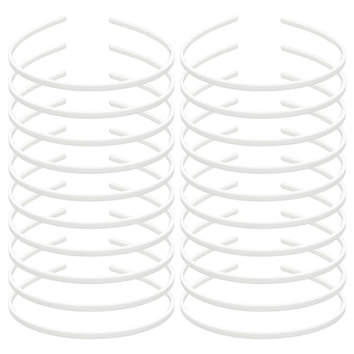 20 Stück dünne, harte weiße Kunststoff-Stirnbänder, schmal, blanko, mit Kammgriffzähnen, schmaler Haarreifen, Halter, Verschluss, Tiara, Krone, Basis, Kopfschmuck, Basteln, DIY-Zubehör, Großpackung von Yoosit