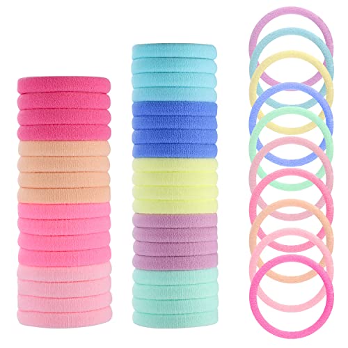 100 Stück Haargummis Mädchen, 4.3cm Bunt Elastisch Haargummis Gummibänder Ohne Metall Zopfgummi Haargummi Starke Stretch Haarbänder Weihnachtsgeschenke für Mädchen Kinder(6 Farben) von Yoosso