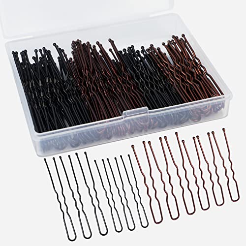 200 Stück Haarnadeln, 5cm&6cm Bobby Pins Braun Metall Haarklammern U-förmige Haarnadeln Schwarz mit Aufbewahrungsbox für Frauen Mädchen Hair Styling von Yoosso