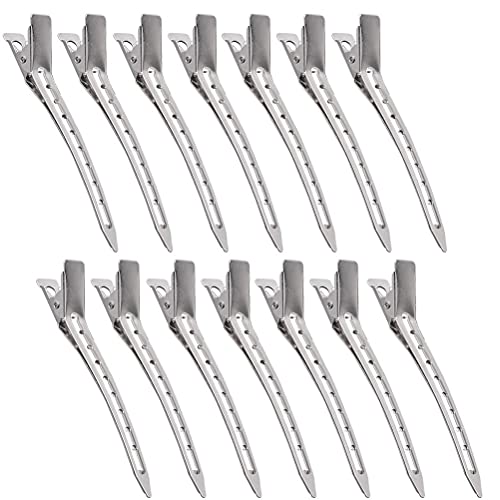 24 Stücke EnteBill Haarspangen, 9cm Friseur Zubehör Abteilklammern Abteil Clips Metall Alligator Clip für Damen und Mädchen DIY Frisur von Yoosso