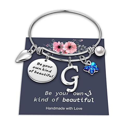 Yoosteel Schmetterlings-Armbänder für Teenager, Mädchen, Frauen, Geschenke – Initialen-Charm, seien Sie Ihre eigene Art von schönen, inspirierenden, erweiterbaren Armreifen, Geschenke für Mädchen von Yoosteel