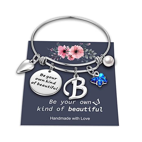 Yoosteel Schmetterlings-Armbänder für Teenager, Mädchen, Frauen, Geschenke – Initialen-Charm, seien Sie Ihre eigene Art von schönen, inspirierenden, erweiterbaren Armreifen, Geschenke für Mädchen von Yoosteel