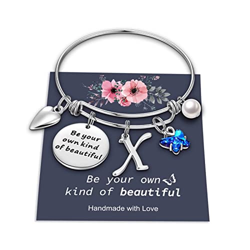 Yoosteel Schmetterlings-Armbänder für Teenager, Mädchen, Frauen, Geschenke – Initialen-Charm, seien Sie Ihre eigene Art von schönen, inspirierenden, erweiterbaren Armreifen, Geschenke für Mädchen von Yoosteel