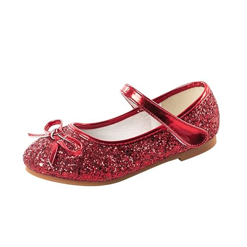 Yootiko Flache Mary Jane Schuhe für Mädchen Runde Zehen Komfort Ballerinas Pailletten Hochzeit Blumenmädchen Kleidschuhe für Kleinkinder/kleine/Große Kinder von Yootiko