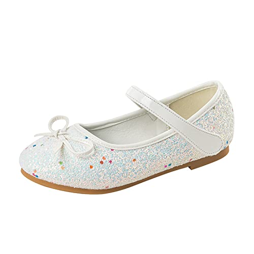 Yootiko Flache Mary Jane Schuhe für Mädchen Runde Zehen Komfort Ballerinas Pailletten Hochzeit Blumenmädchen Kleidschuhe für Kleinkinder/kleine/Große Kinder von Yootiko