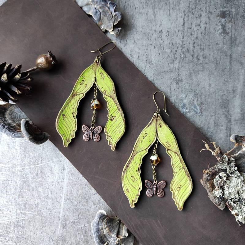 Esche Ahorn Ohrringe, Herbst Akzent, Große Handgemachte Statement Elfen Druide Accessoires, Waldhexen Schmuck von YorKaCrafts