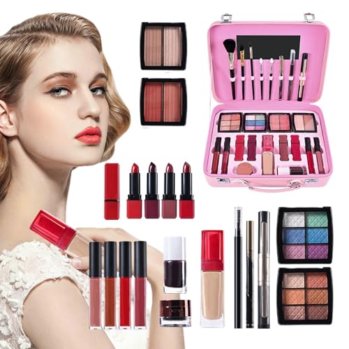 Yorajuy Teen Make-up-Set für Mädchen, Kosmetik-Set, großes Fassungsvermögen, Make-up-Set mit wiederverwendbarem Etui, Verkleidungszubehör mit Lidschatten, wasserdichte Make-up-Paletten für Anfänger von Yorajuy