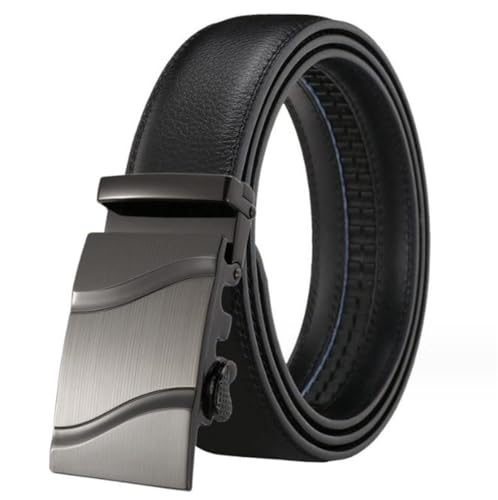 Yorggvel Herren Automatik Gürtel Männer Freizeit Gürtel Echt Leder,Arbeitsgürtel mit Ratsche Legierung Schnalle,Breite 3.5CM,Mehrfarbig (schwarz, Länge 125cm) von Yorggvel