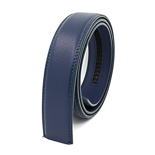Yorggvel Herren Gürtel Ohne Schnalle,Ratsche Automatik Gürtel Leder Blau für Männer,Breite 3.5CM (Länge 130cm) von Yorggvel
