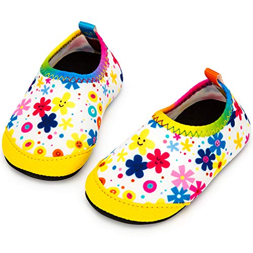 Yorgou Baby Strandschuhe Schwimmschuhe Badeschuhe Wasserschuhe Schnelltrocknende Aquaschuhe rutschfest Barfuss Schuh für Kinder Beach Pool, Bunte Blume, 21/22 EU von Yorgou