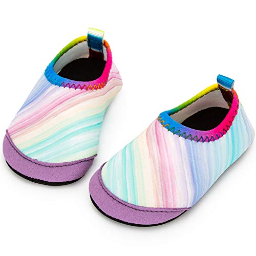 Yorgou Baby Strandschuhe Schwimmschuhe Badeschuhe Wasserschuhe Schnelltrocknende Aquaschuhe rutschfest Barfuss Schuh für Kinder Beach Pool, Bunte Wellen, 17/18 EU von Yorgou