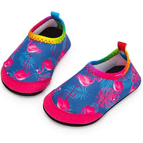 Yorgou Baby Strandschuhe Schwimmschuhe Badeschuhe Wasserschuhe Schnelltrocknende Aquaschuhe rutschfest Barfuss Schuh für Kinder Beach Pool, Flamingo / Violett, 19/20 EU von Yorgou