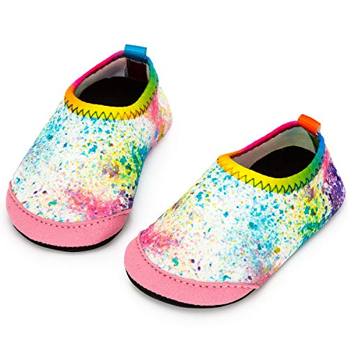 Yorgou Baby Strandschuhe Schwimmschuhe Badeschuhe Wasserschuhe Schnelltrocknende Aquaschuhe rutschfest Barfuss Schuh für Kinder Beach Pool, Gefärbt-2(fersenschutz), 17/18 EU von Yorgou