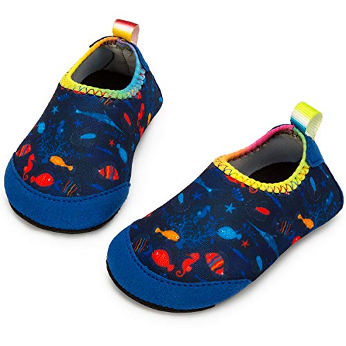 Yorgou Baby Strandschuhe Schwimmschuhe Badeschuhe Wasserschuhe Schnelltrocknende Aquaschuhe rutschfest Barfuss Schuh für Kinder Beach Pool, Ozean/Blau-1, 17/18 EU von Yorgou