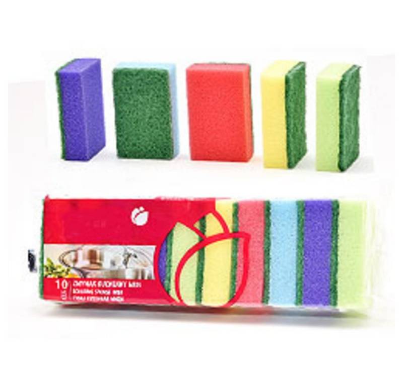 York Reinigungsschwamm Topfschwamm 10-er Set, bunt 80x50x25mm, Schwammset Reinigungsschwämme Spülschwämme Küchenhelfer Putzschwämme von York