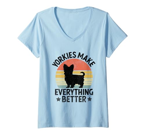 Damen Yorkies machen alles besser Yorkshire Terrier Yorkie Dog T-Shirt mit V-Ausschnitt Damen Yorkies machen alles besser Yorkshire Terrier Yorkie Dog T-Shirt mit V-Ausschnitt von Yorkie Dog Yorkshire Terrier Lover Gifts
