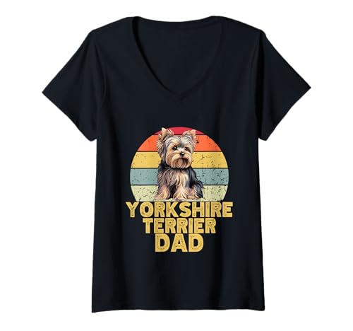 Damen Yorkshire Terrier Dog Dad im Retro-Look, lustiger Hundeliebhaber und Besitzer T-Shirt mit V-Ausschnitt Damen Yorkshire Terrier Dog Dad im Retro-Look, lustiger Hundeliebhaber und Besitzer T-Shirt mit V-Ausschnitt von Yorkie Terrier Dog Lovers Owners Funny Gift & Tees