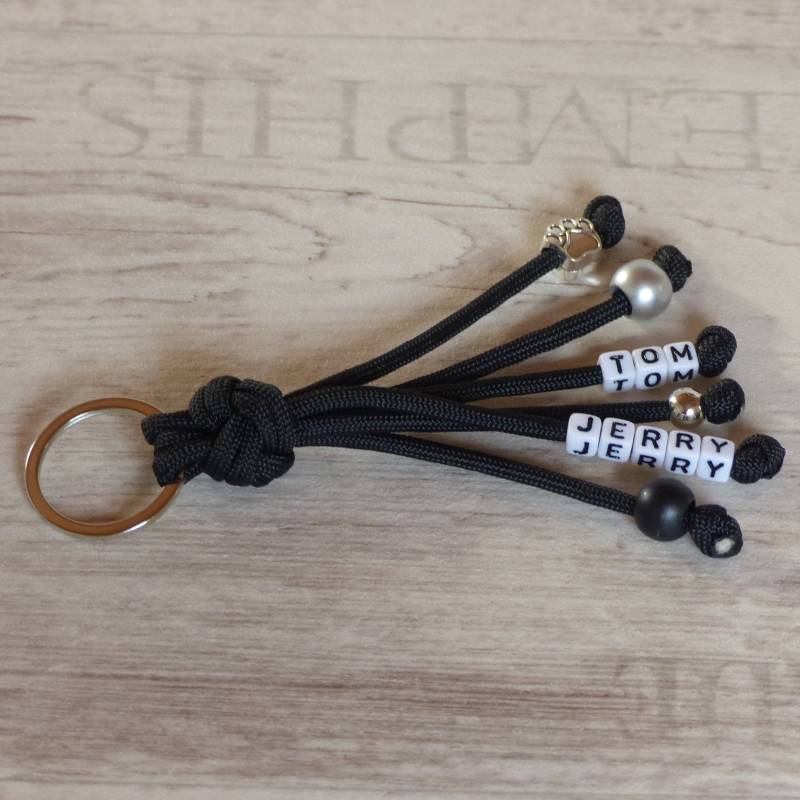 Schlüsselanhänger Taschenbaumler Aus Paracord Wunschfarben Personalisierbar Mit Name Anhänger Key Chain Geschenk Hunde Pfote von YorkieTownDesign