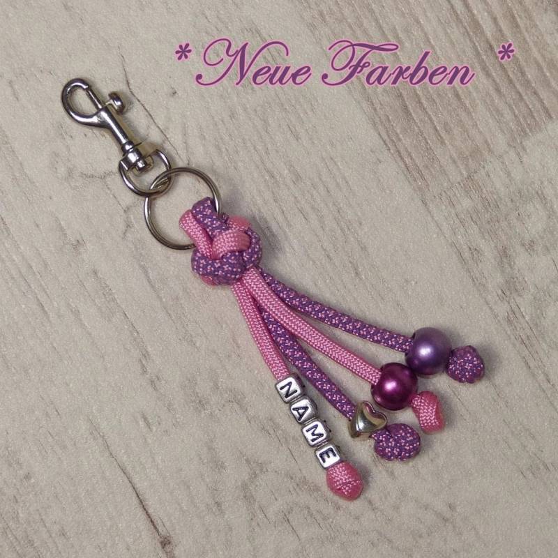 Schlüsselanhänger Taschenbaumler Aus Paracord in Pink Personalisierbar Mit Name Anhänger Key Chain Geschenk von YorkieTownDesign