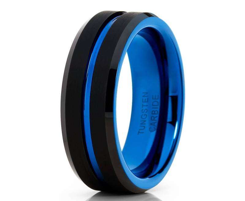 Blau Wolfram Ring Ehering Männer & Frauen Jahrestag Comfort Fit von YorksJewelryDesign
