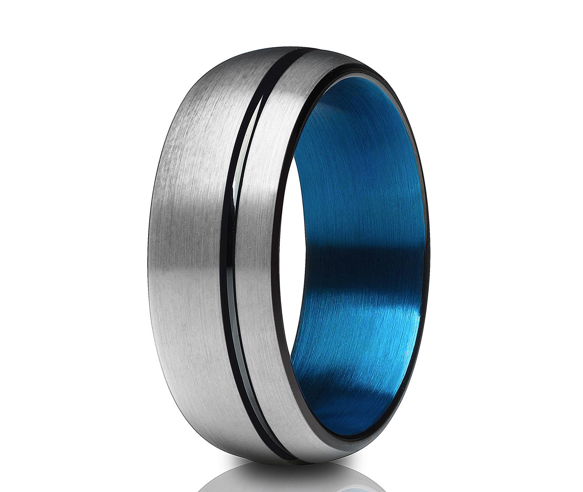 Blauer Wolfram Ehering, Matter Ring, Verlobungsring von YorksJewelryDesign