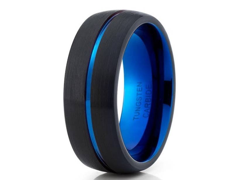 Blauer Wolframring, Hochzeitsring, Verlobungsring, Blauer Wolframring, Blauer Wolframring, Hochzeitsring, Hochzeitsring von YorksJewelryDesign