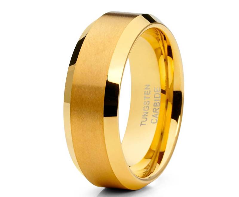 Gelb Gold Wolfram Ehering Hartmetall Ring Männer & Frauen Matt Hochzeit Band Verlobungsring von YorksJewelryDesign