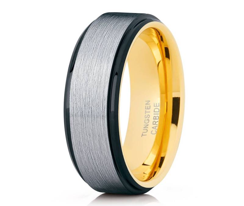Gelbgold Wolfram Ring Männer & Frauen Hochzeit Band Jahrestag Comfort Fit Hartmetallring von YorksJewelryDesign